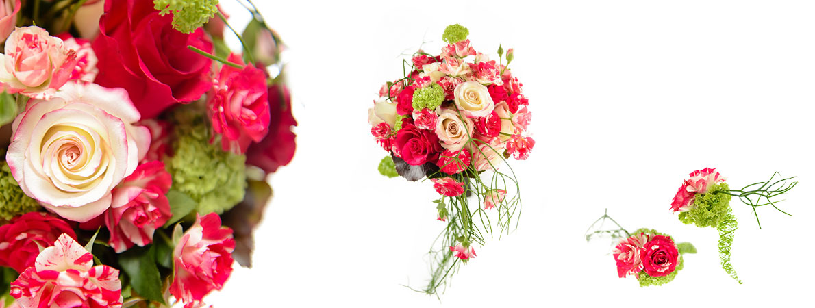 poročni šopek vrtnice bele in rdeče