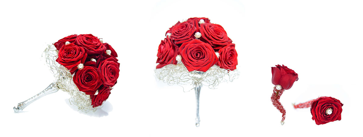 poročni šopek vrtnice rdeče