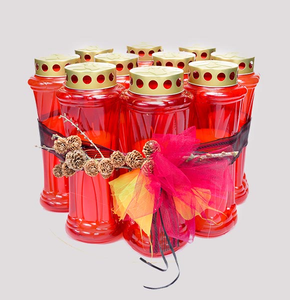 svecni aranzma s sveco MASA v rdeci barvi